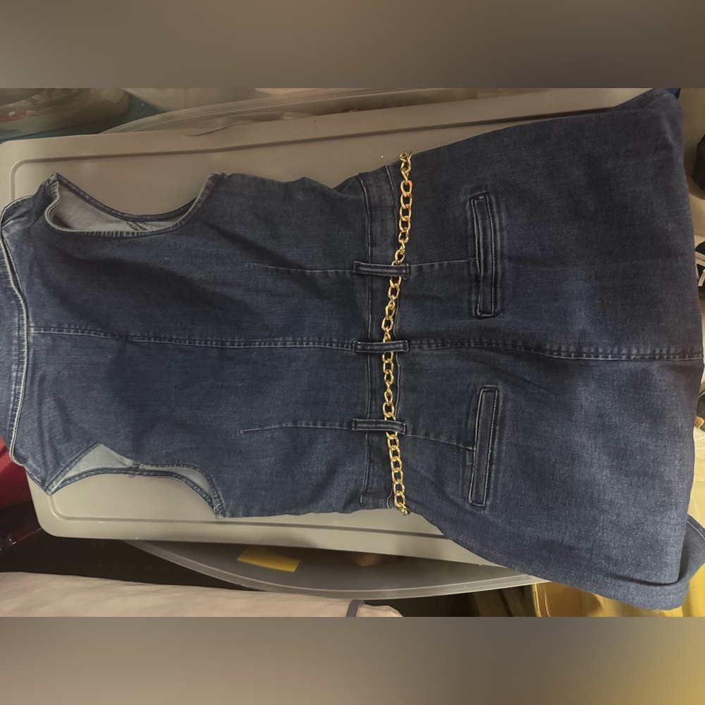 Guess Denim Dress with Gold Accent - Picture 4 of 5